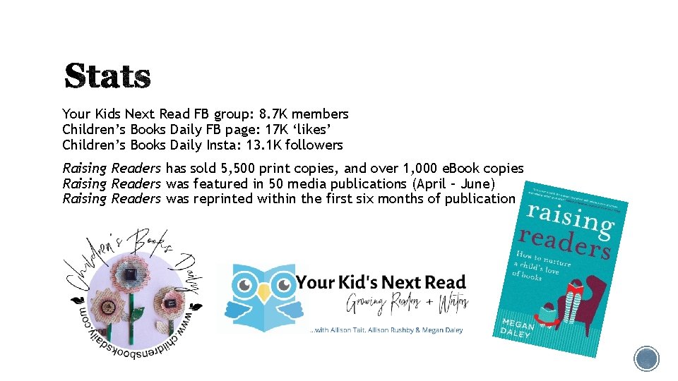 Your Kids Next Read FB group: 8. 7 K members Children’s Books Daily FB