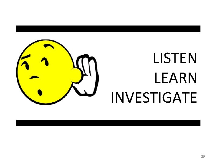 LISTEN LEARN INVESTIGATE 29 