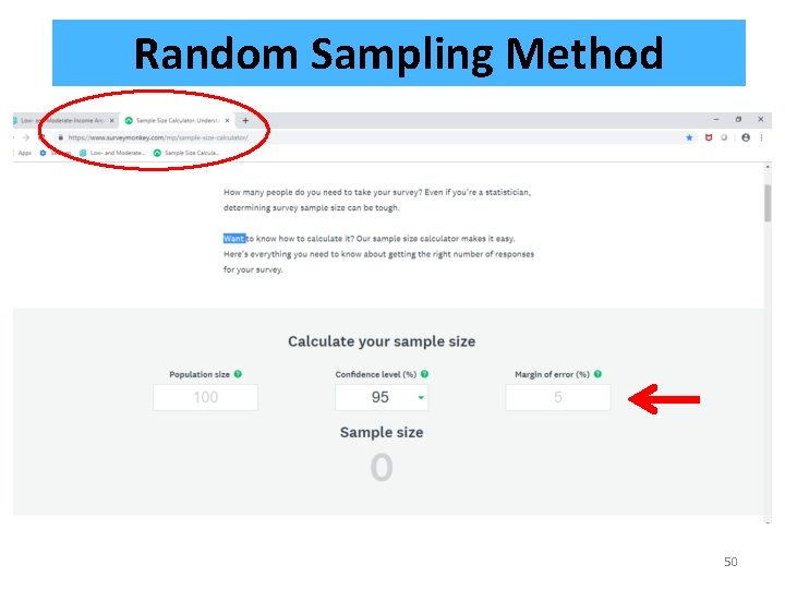 Random Sampling Method 50 