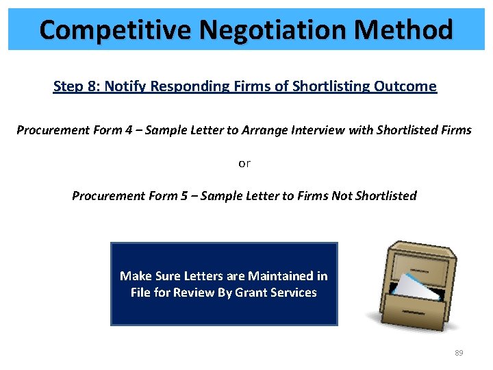 Competitive Negotiation Method Step 8: Notify Responding Firms of Shortlisting Outcome Procurement Form 4