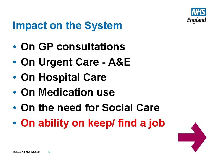 Impact on the System • • • On GP consultations On Urgent Care -