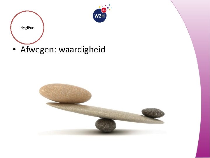 Hygiëne • Afwegen: waardigheid 