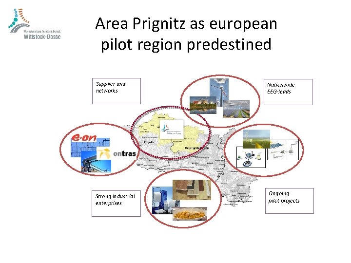 Area Prignitz as european pilot region predestined Supplier and networks Nationwide EEG-leads Strong industrial