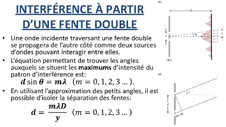 INTERFÉRENCE À PARTIR D’UNE FENTE DOUBLE • 