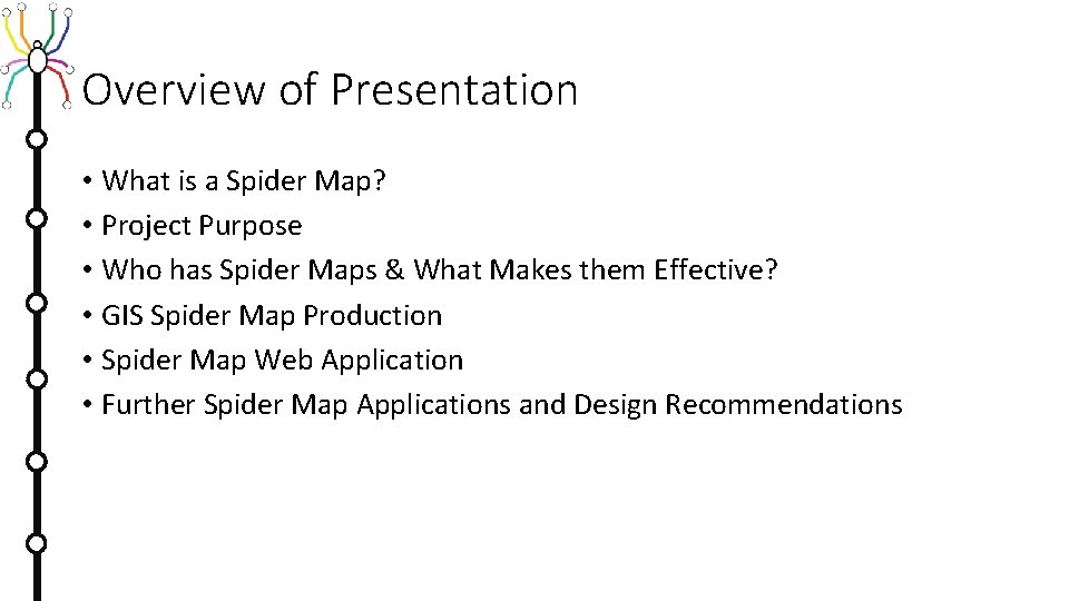 Overview of Presentation • What is a Spider Map? • Project Purpose • Who