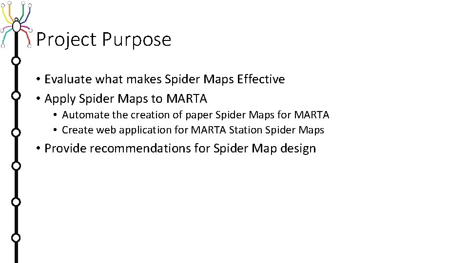 Project Purpose • Evaluate what makes Spider Maps Effective • Apply Spider Maps to