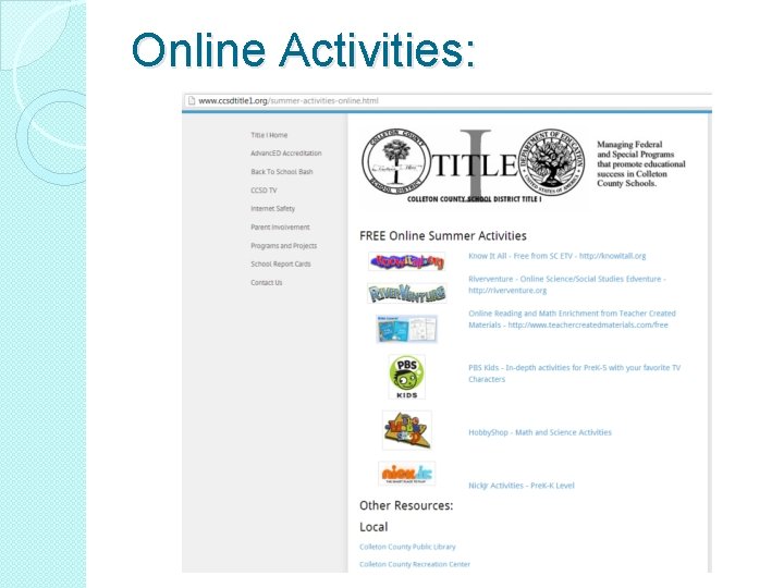 Online Activities: 