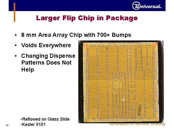 Larger Flip Chip in Package • 8 mm Area Array Chip with 700+ Bumps