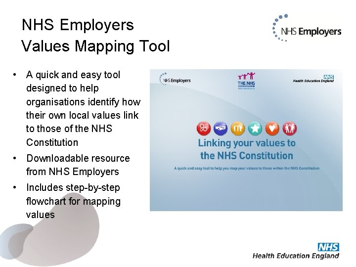 NHS Employers Values Mapping Tool • A quick and easy tool designed to help