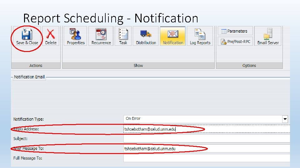 Report Scheduling - Notification 