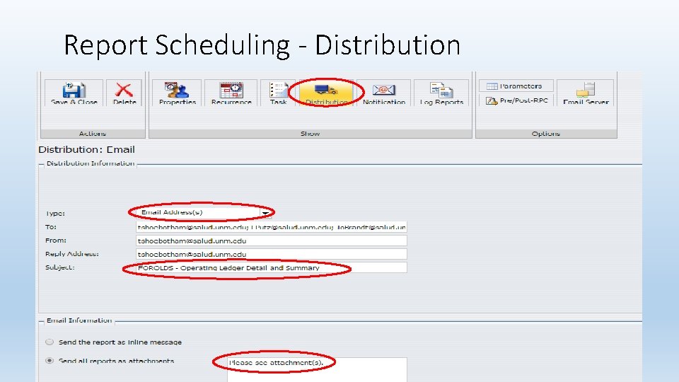 Report Scheduling - Distribution 