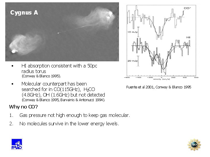 Cygnus A • HI absorption consistent with a 50 pc radius torus (Conway &