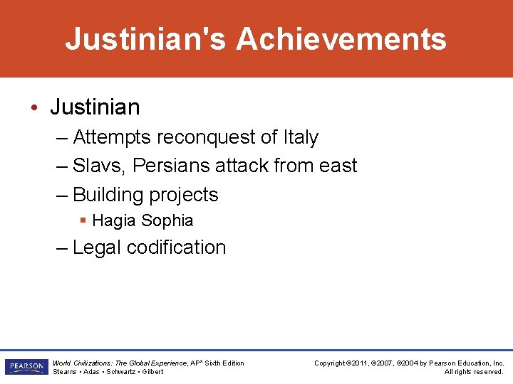 Justinian's Achievements • Justinian – Attempts reconquest of Italy – Slavs, Persians attack from Justinian's Achievements • Justinian – Attempts reconquest of Italy – Slavs, Persians attack from