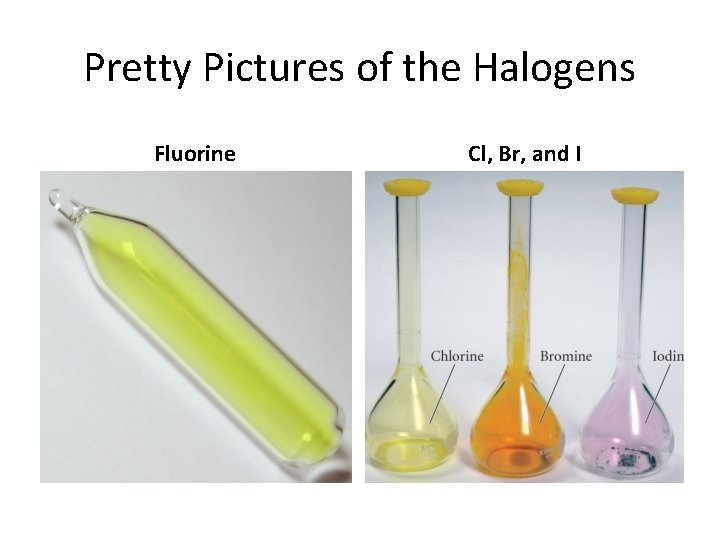 Pretty Pictures of the Halogens Fluorine Cl, Br, and I 