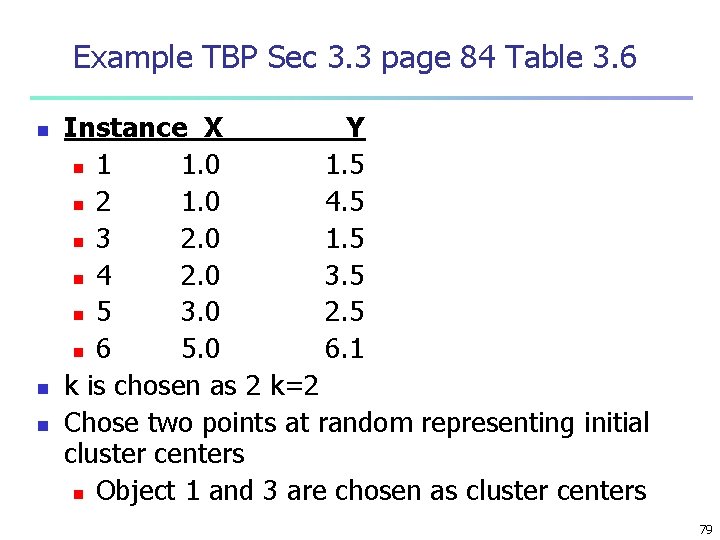 Example TBP Sec 3. 3 page 84 Table 3. 6 n n n Instance