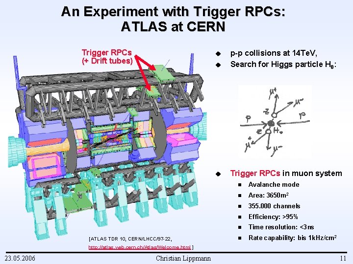 An Experiment with Trigger RPCs: ATLAS at CERN Trigger RPCs (+ Drift tubes) u