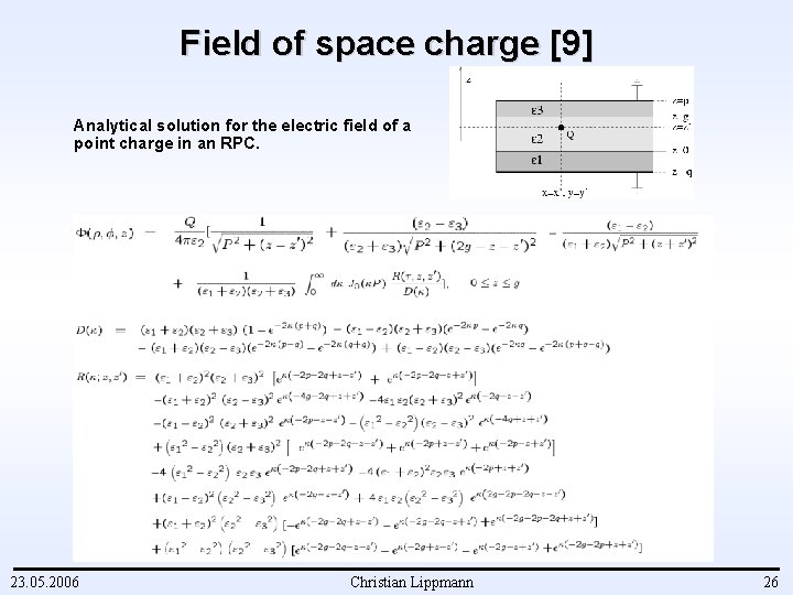 Field of space charge [9] Analytical solution for the electric field of a point