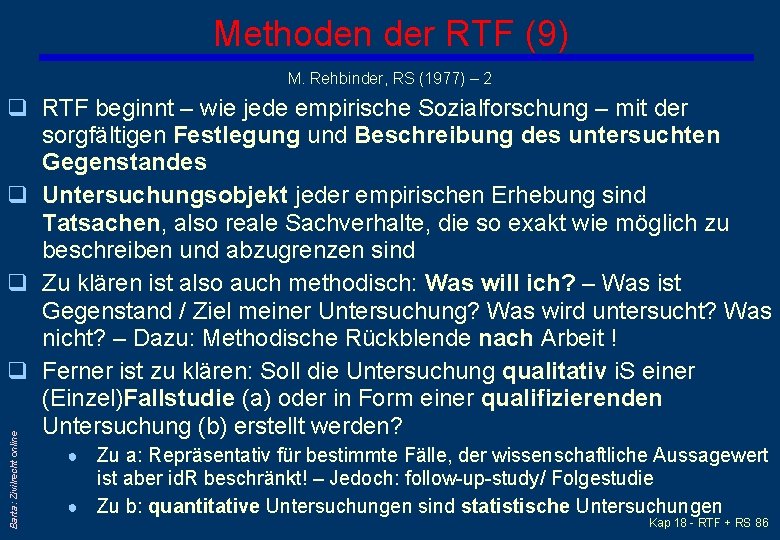Methoden der RTF (9) M. Rehbinder, RS (1977) – 2 Barta: Zivilrecht online q