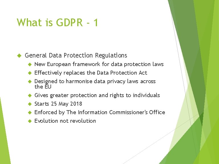 What is GDPR - 1 General Data Protection Regulations New European framework for data