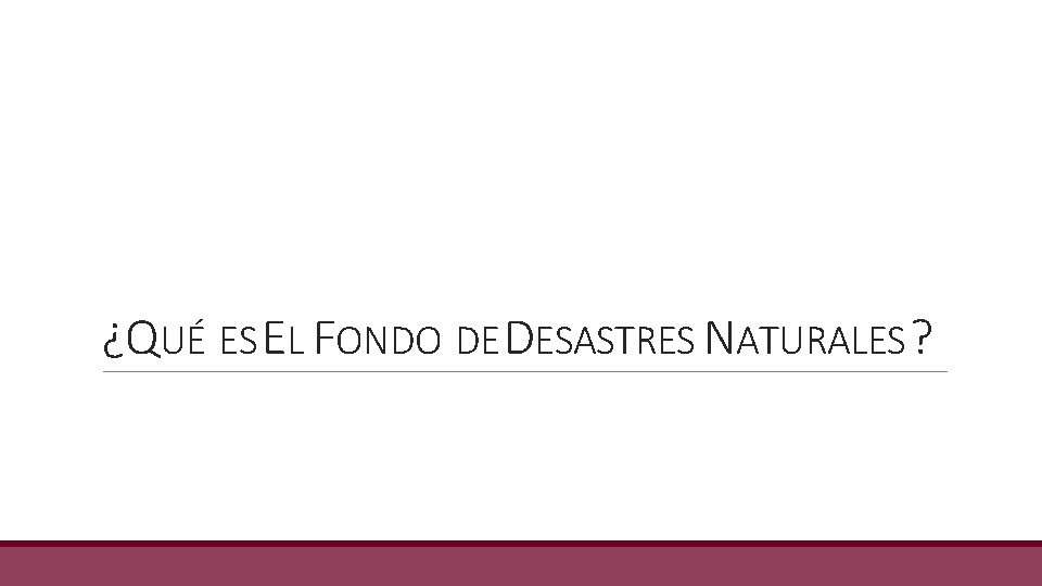 ¿QUÉ ES EL FONDO DE DESASTRES NATURALES ? 