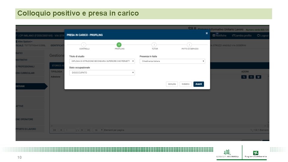 Colloquio positivo e presa in carico 10 