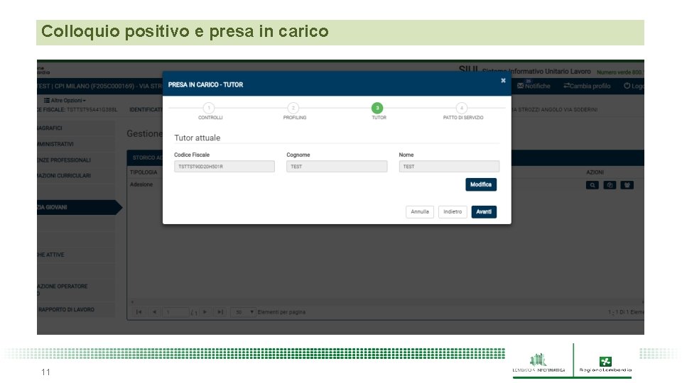 Colloquio positivo e presa in carico 11 