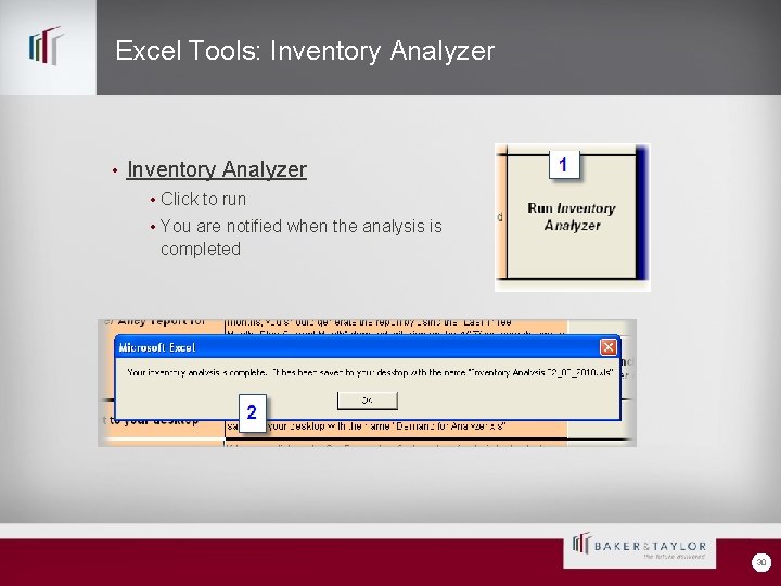 Excel Tools: Inventory Analyzer • Inventory Analyzer • Click to run • You are