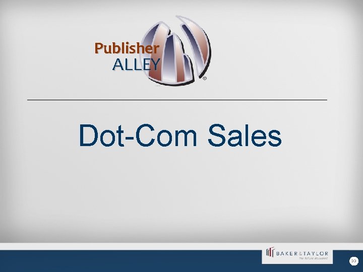 Publisher ALLEY Dot-Com Sales 33 