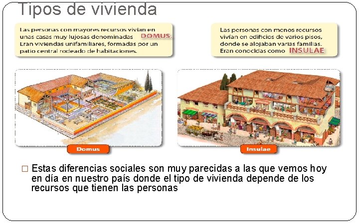 Tipos de vivienda � Estas diferencias sociales son muy parecidas a las que vemos