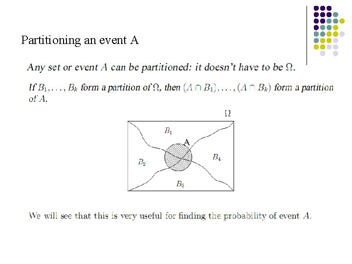 Partitioning an event A 