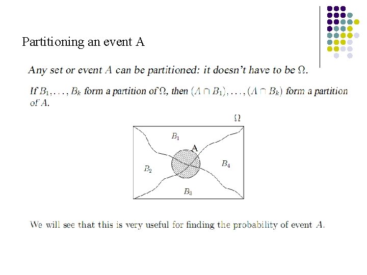 Partitioning an event A 