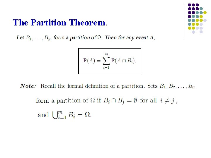 The Partition Theorem. 