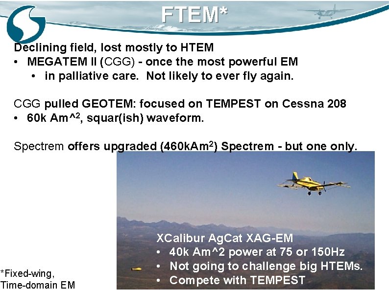 FTEM* Declining field, lost mostly to HTEM • MEGATEM II (CGG) - once the