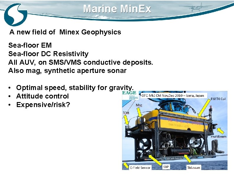 Marine Min. Ex A new field of Minex Geophysics Sea-floor EM Sea-floor DC Resistivity