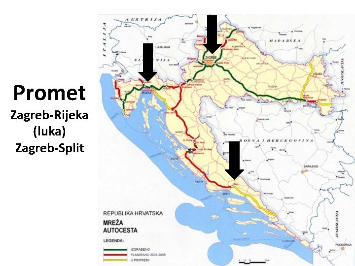 Promet Zagreb-Rijeka (luka) Zagreb-Split 