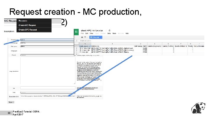 Request creation - MC production, spreadsheet(2) 33 Prod. Sys 2 Tutorial, CERN, April 2017