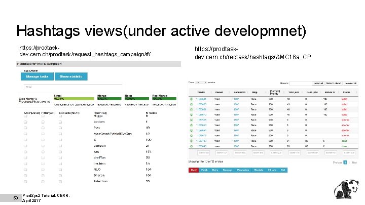 Hashtags views(under active developmnet) https: //prodtaskdev. cern. ch/prodtask/request_hashtags_campaign/#/ 53 Prod. Sys 2 Tutorial, CERN,