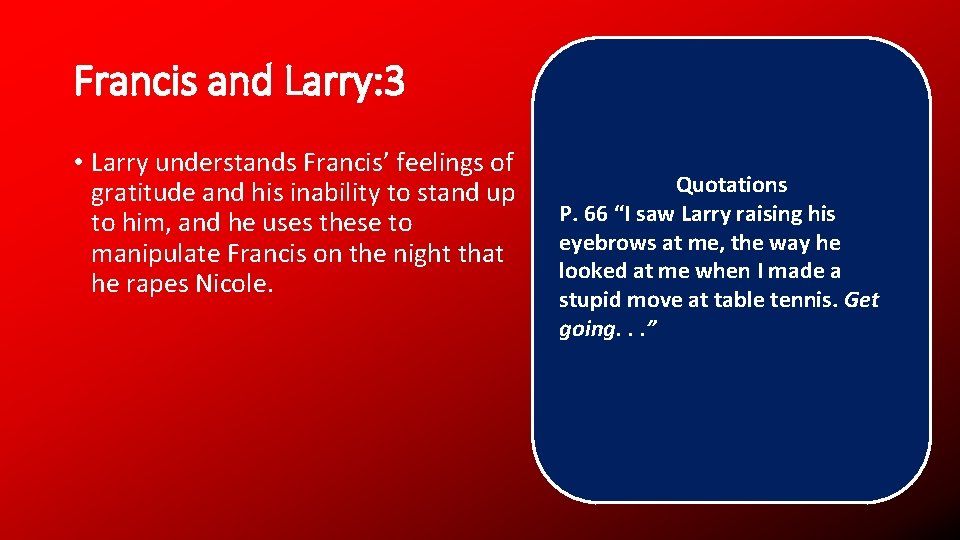 Francis and Larry: 3 • Larry understands Francis’ feelings of gratitude and his inability