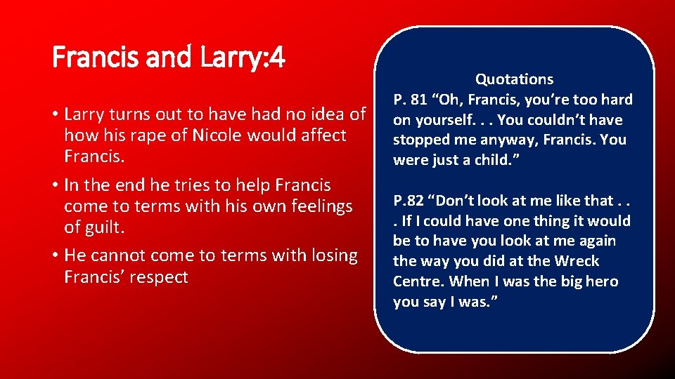 Francis and Larry: 4 • Larry turns out to have had no idea of