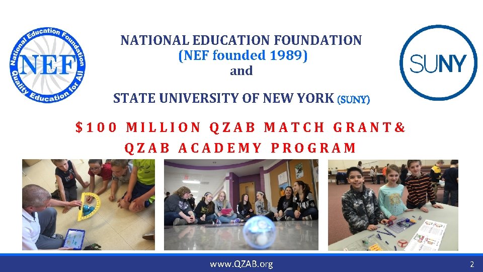 NATIONAL EDUCATION FOUNDATION (NEF founded 1989) and STATE UNIVERSITY OF NEW YORK (SUNY) $100
