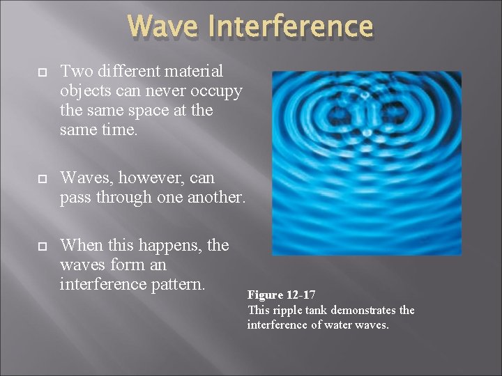 Wave Interference Two different material objects can never occupy the same space at the