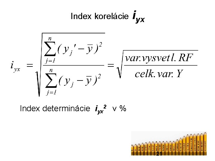 Index korelácie iyx Index determinácie iyx 2 v % 21 