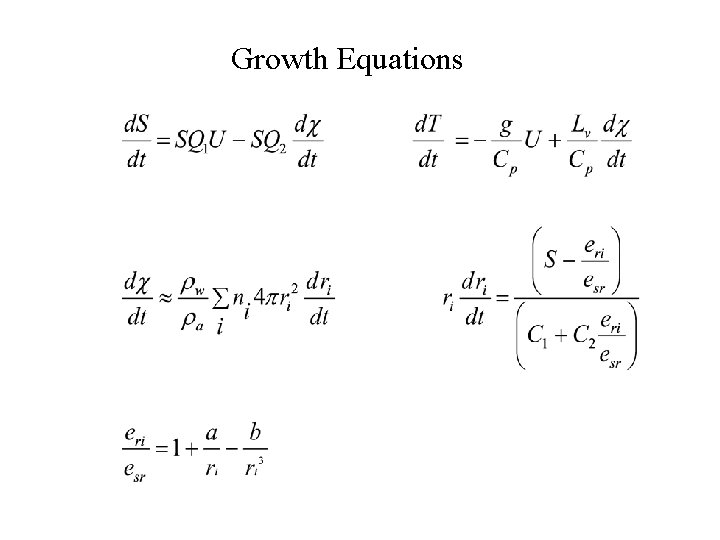 Growth Equations 