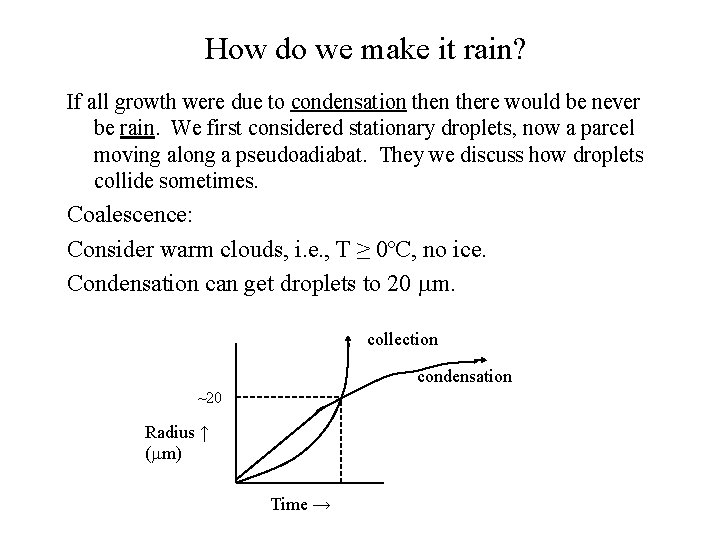 How do we make it rain? If all growth were due to condensation there