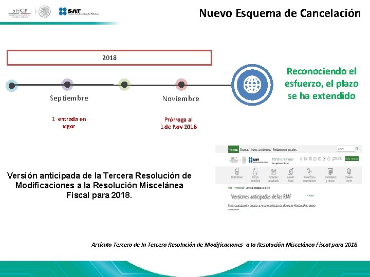 Nuevo Esquema de Cancelación 2018 Septiembre 1 entrada en vigor Noviembre Reconociendo el esfuerzo,