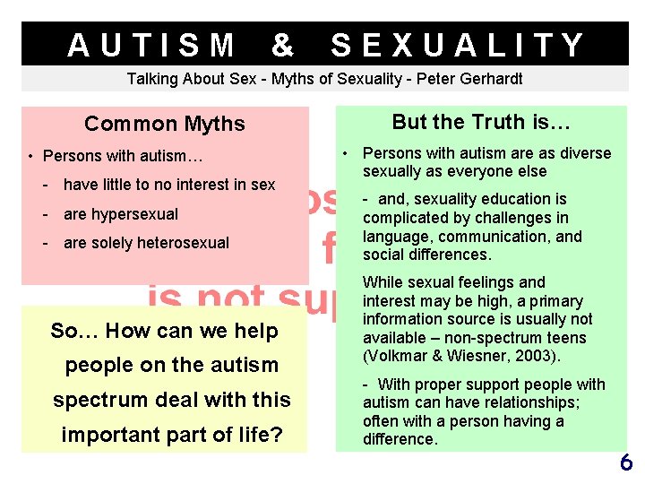 AUTISM & SEXUALITY Talking About Sex - Myths of Sexuality - Peter Gerhardt Common