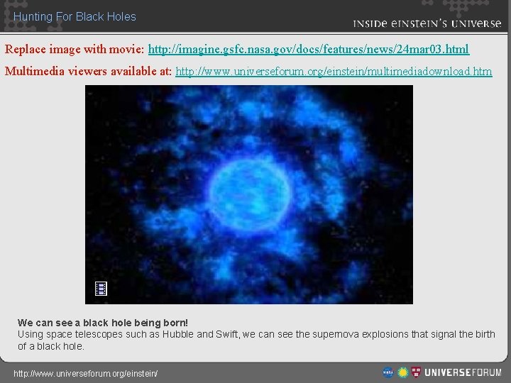 Hunting For Black Holes Replace image with movie: http: //imagine. gsfc. nasa. gov/docs/features/news/24 mar