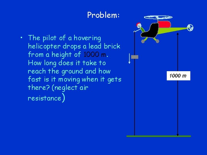 Problem: • The pilot of a hovering helicopter drops a lead brick from a