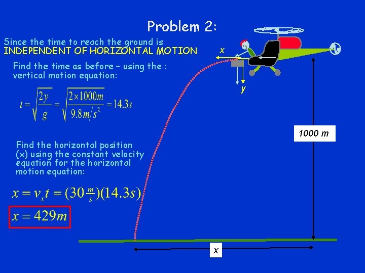 Problem 2: Since the time to reach the ground is INDEPENDENT OF HORIZONTAL MOTION