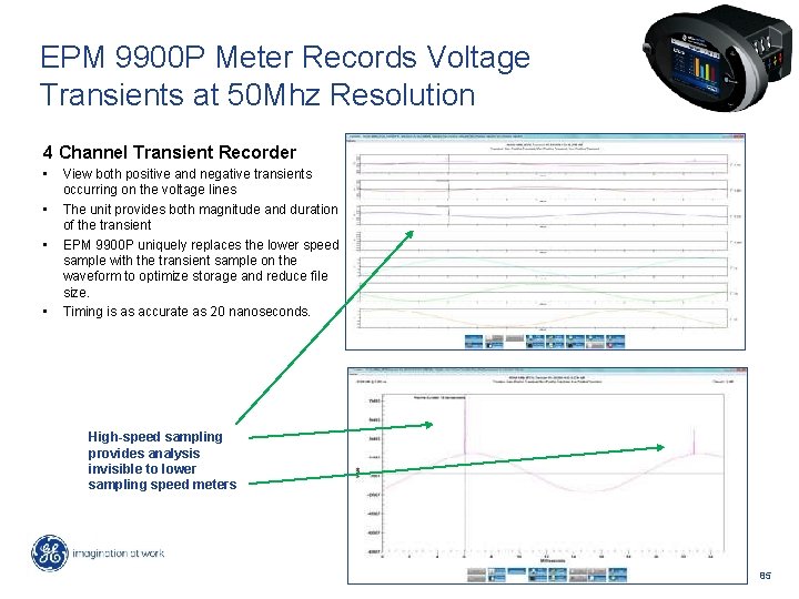 EPM 9900 P Meter Records Voltage Transients at 50 Mhz Resolution 4 Channel Transient